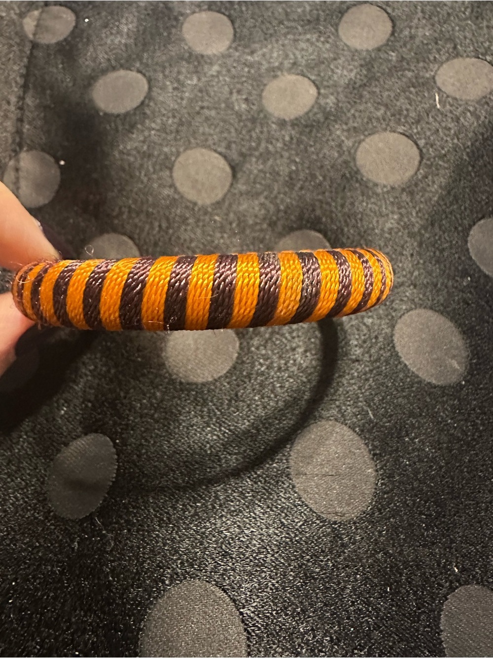 Hand Crafted Striped Orange&Black Halloween Bangle Bracelet